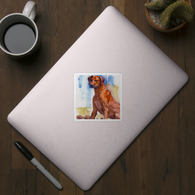 Rhodesian Ridgeback Watercolor Painting - Dog Lover Gifts by Edd Paint Something